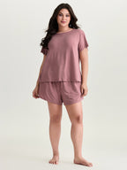 Supersoft Ribbed Plain Two-Piece Lounge Set