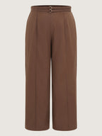 Double Buckle Waist Straight-Leg Pants
