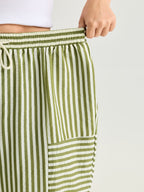 Striped Print Cuffed Hem Pants