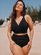 Paisley Textured High-Waisted Swim Bottoms