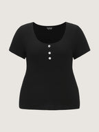 Cotton Scoop Neck Curvy-Fit T-Shirt