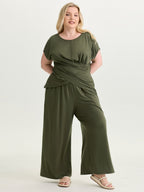 Supersoft Stretchy Overlap Pleated Knit Top