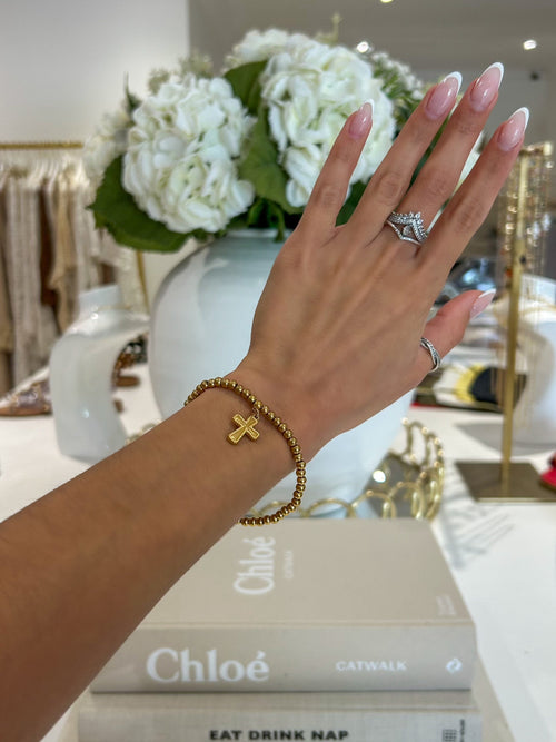 Cross Elasticated Bracelet (2 Colours)