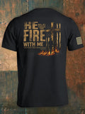 He Walks With Me In The Fire, Even Through The Darkest Valley. Christian Faith Print Men'S Short-Sleeved T-Shirt