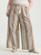 Striped Drawstring Tassels Wide Leg Pants