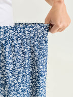 Micro Floral Print Wide-Leg Pants