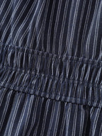 Striped Drawstring Neckline Split Hem Midi Dress