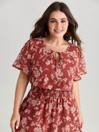 Floral Print Shirred Waist Mini Dress