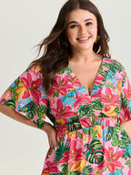 Bright Floral Print Built-In Shorts Mini Dress