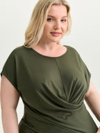 Supersoft Stretchy Overlap Pleated Knit Top