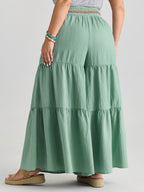 Tiered Shirred Waist Flare Pants