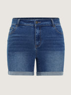Curve-Friendly Stretchy Straight-Leg Denim Shorts