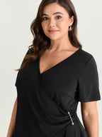 Supersoft Wrap Neckline Side Tie Plain Top