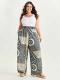 Supersoft Geometric Print Shirred Waist Pants