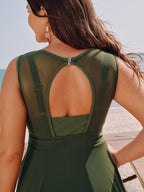 Sheer Open Back Fit And Flare Swim Dress