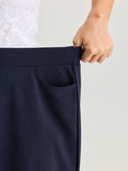 Cut-Out Embroidered Hem Plain Pants