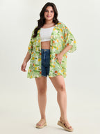 Citrus Print Open-Front Cover-Up