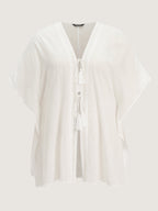 Pure Cotton Tassels Sheer Kimono