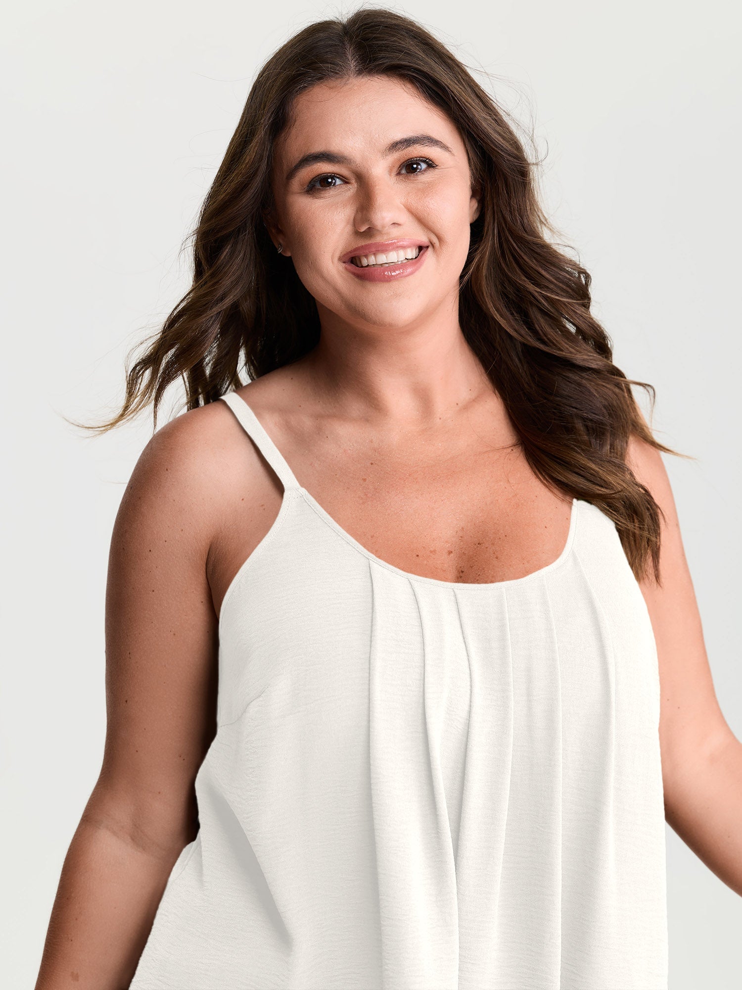 Pleated Flowy Plain Tank Top