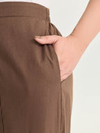 Double Buckle Waist Straight-Leg Pants