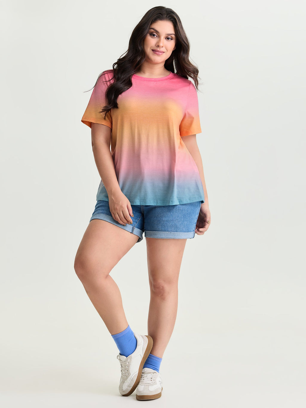 Ombre Gradient Round Neck T-Shirt