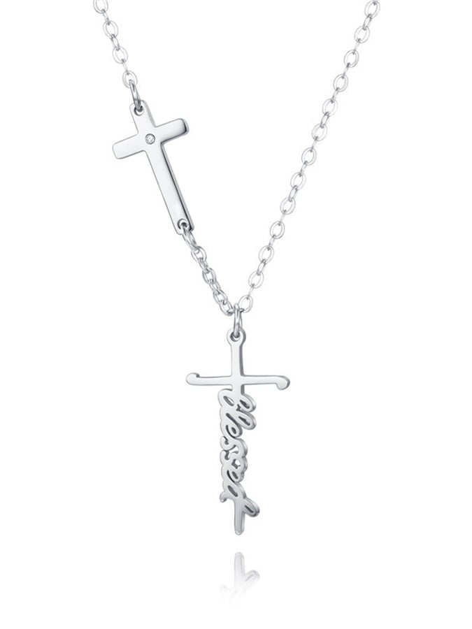 Fashionable Faith Cross Letter Design Necklace For Men And Women