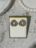 Interlock Circle Diamante Stud Earrings (2 Colours)