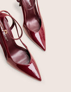 Allegedly Burgundy Patent Cut Out Detail Ankle Strap Court Shoes