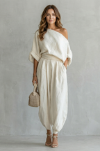 Alméra – Relaxed off shoulder elegance – Two piece set