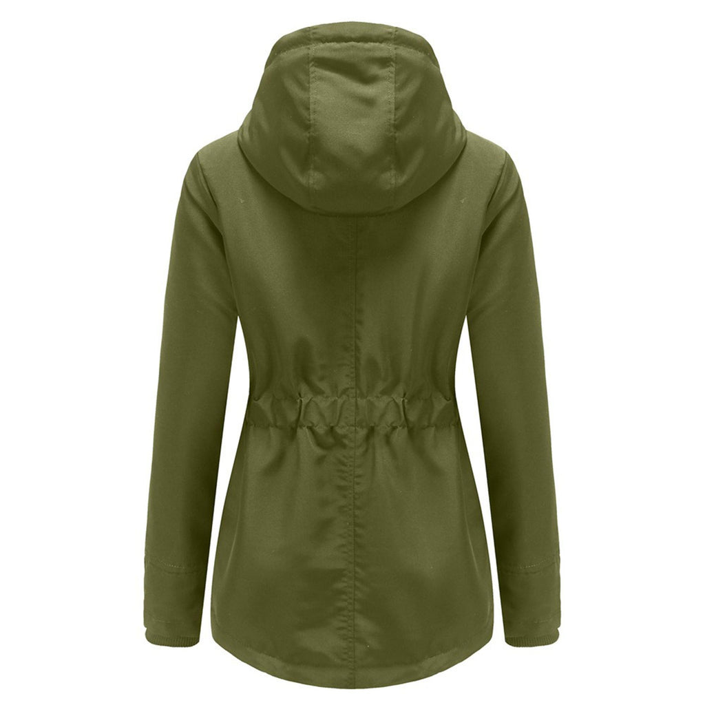 DGHM-JLMY 1/2 Pack Women's Windproof Waterproof Cotton Coats Fashion Warm Hooded Outerwear Solid Thick Fleece Jacket