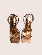Bree Bronze PU Barely There Square Toe Mid Stiletto Heels