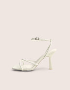 Bree White Patent Barely There Square Toe Mid Stiletto Heels