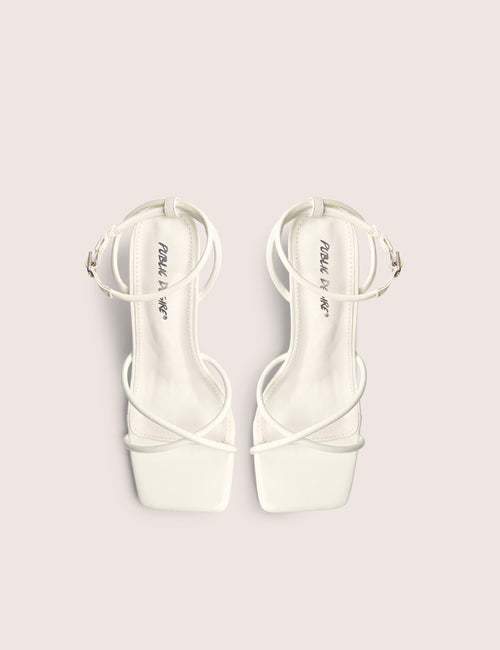 Bree White Patent Barely There Square Toe Mid Stiletto Heels