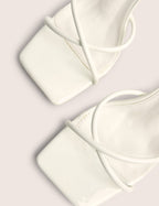 Bree White Patent Barely There Square Toe Mid Stiletto Heels