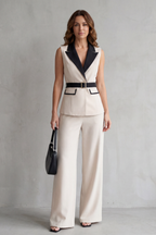 Bellavive – Two-tone lapel – Sleeveless trouser suit