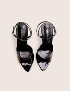 Caught on Black Peep Toe Curved High Heel