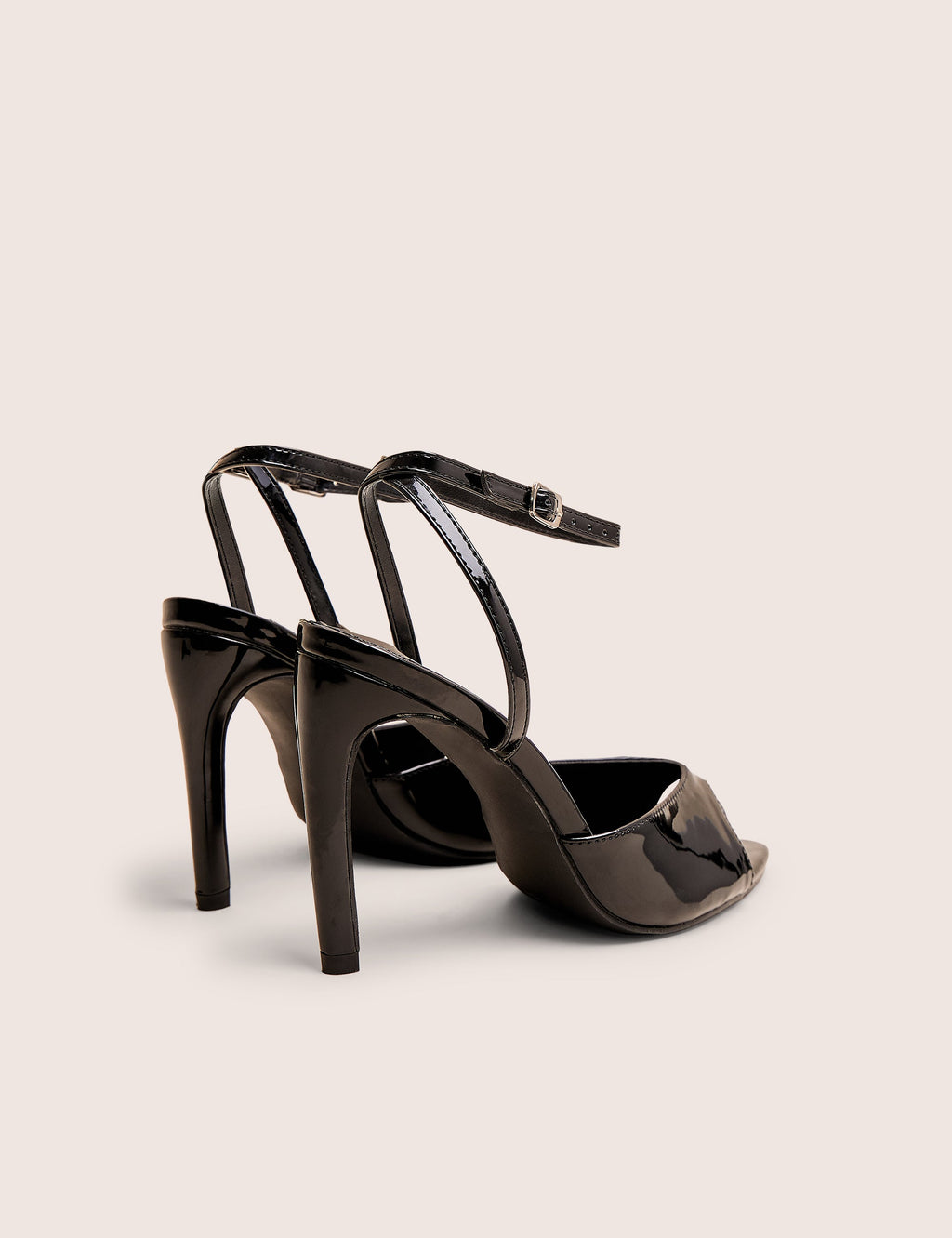 Caught on Black Peep Toe Curved High Heel