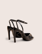 Caught on Black Peep Toe Curved High Heel
