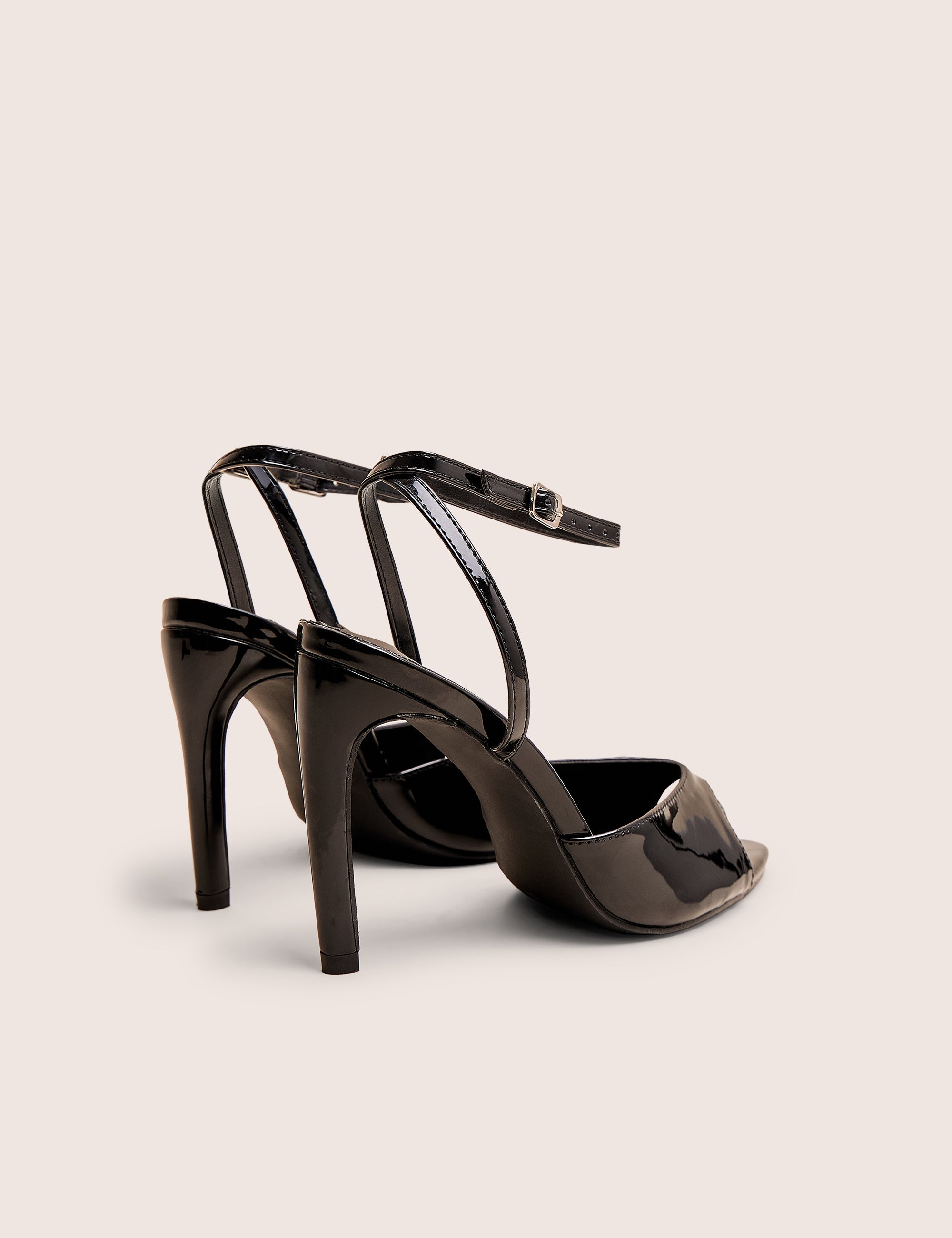 Caught on Black Peep Toe Curved High Heel
