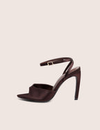 Caught On Chocolate Satin Peep Toe Curved High Heels