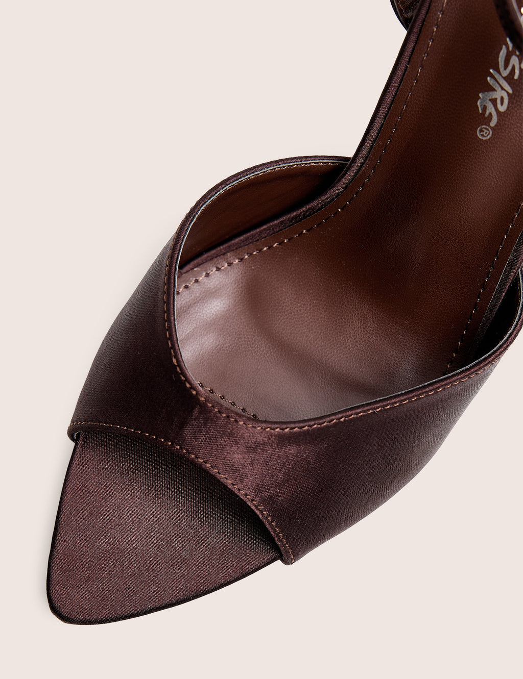 Caught On Chocolate Satin Peep Toe Curved High Heels