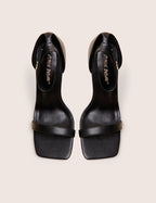 Chaos Black Pu Square Toe Strappy Barely There Stiletto Heel