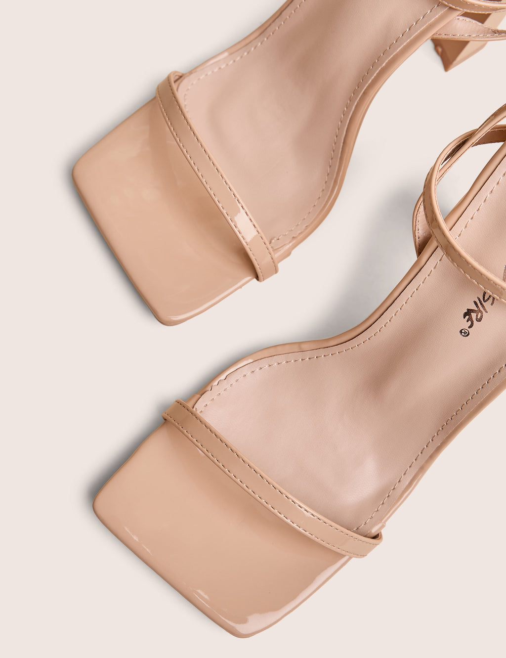 Charlotte Wide Fit Nude Patent Square Toe Heels