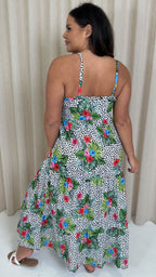 CurveWow Wrap Bust Maxi Dress Spot Palm Print