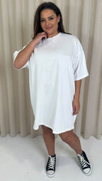 CurveWow Oversized T-Shirt Dress White