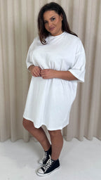 CurveWow Oversized T-Shirt Dress White