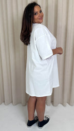 CurveWow Oversized T-Shirt Dress White