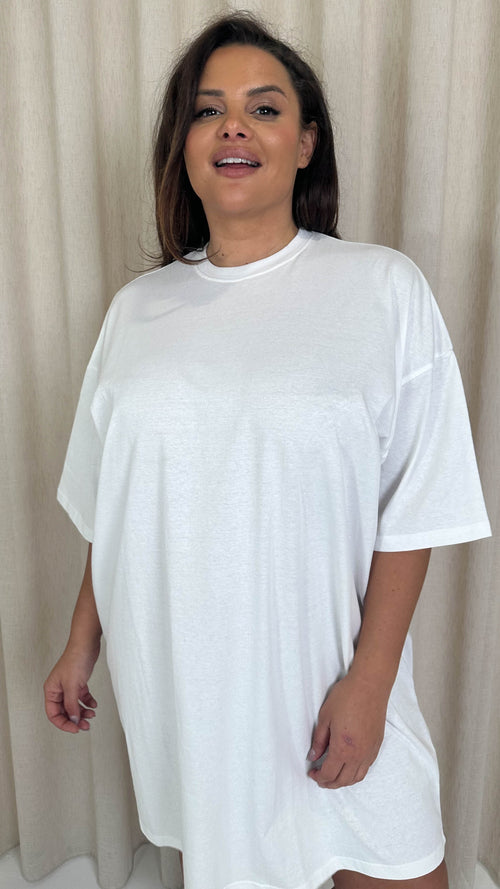 CurveWow Oversized T-Shirt Dress White