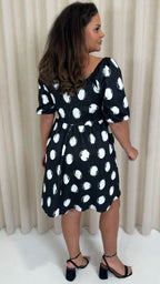 CurveWow Milkmaid Mini Dress Mono Spot