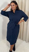 CurveWow Utility Shirt Dress Navy